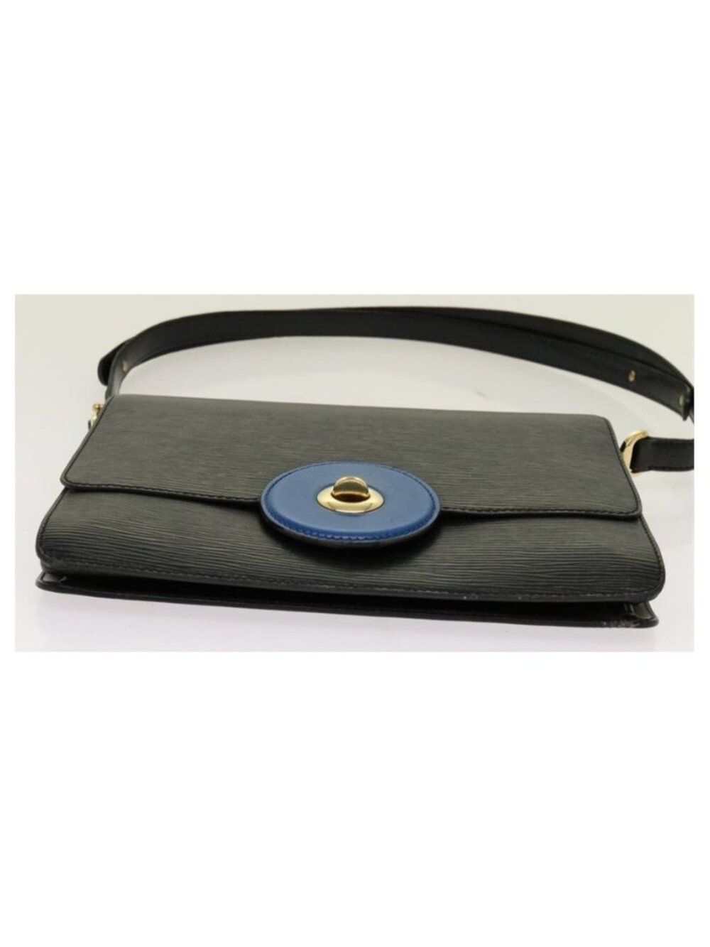 Authentic LOUIS VUITTON Epi Bicolor Free Run Shoulder Bag Black Blue M52415 LV - Picture 6 of 16